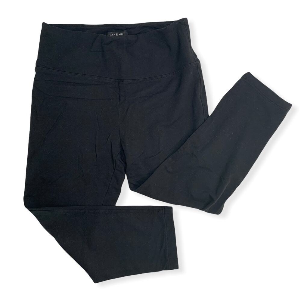 Max & Mia black cropped capri leggings pull on elastic waist Medium NWOT